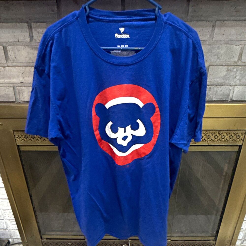 Fanatics Chicago Cubs MLB Blue Red White T-Shirt Mens Size 2XL